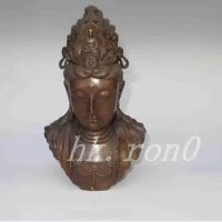 8.3inch Elaborate Chinese Copper statue of Guanyin Buddha head Favorites sculpture