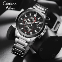 Cristiano Aillen Jam Tangan Pria Analog 8892 Rantai Stainless Steel Chronograph Kaca Sapphire Water