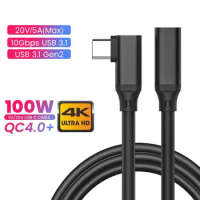 Elbow USB C Extension Cable PD 100W 5A USB 3.2 Gen 2 Male to Female 90 Degree Type C Extender Cord HD 4K for Laptop Phone Tablet