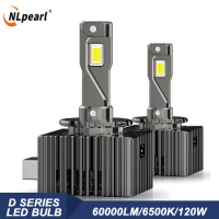 NLpearl 2Pcs D3S LED Headlights D1S D2S D4S D5S D8S Turbo LED Bulb Canbus 60000LM 120W Super Brigh Auto Headlamp HID Lamps 12V