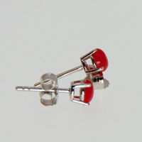璀麗珠寶 日本赤血紅珊瑚耳環(耳針式) 925純銀
