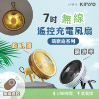KINYO 7吋無線遙控充電風扇-可愛動物系列(UF-7075)