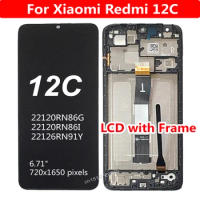 Best Quality 6.71" LCD For Xiaomi Redmi 12C Display Touch Screen Digitizer Assembly + Frame Glass Sensor Phone Panel Pantalla