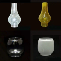 Curvy Chimney Glass Lamp Shade Replacement for Kerosene Oil Lamps Vintage Crack Glass Lampshade Hurricane Lamp Oil Lantern Cover