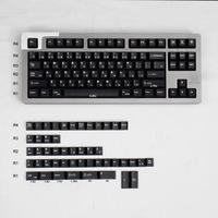 Black Keycaps for Mechanical Keyboard 136 Keys Cherry Profile Japanese PBT Dye Sublimation GK61 Anne Pro 2 Akko