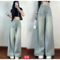 Quần Jean Nữ Dáng Suông Lưng Cao Vải Mềm Hack Dáng, Quần Baggy Jean Nữ Ống Rộng Mẫu Mới Thời Trang