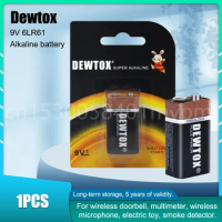 1PCS Original Dewtox 9V 6F22 Replacement Carbon Battery for Alarm Wireless Microphone Radio Camera Toy 6LR61 MN1604 Batteria