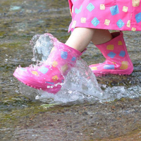 印花兒童雨鞋加厚防滑鞋底天然環保橡膠無異味美麗伊芙