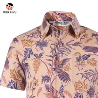 Batik Keris Kemeja Anak Lengan Pendek Keris Alas-Alasan Peksi Katon 012HSPFS3Q S Krem-Ungu