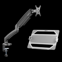 เซ็ต Ergo Monitor Arm Cybot สีเทา แขนจับจอคอม มาพร้อม แท่นวางโน็ตบุ๊ค แลปท็อป Lunio Ergo Cypad สีเงิ