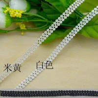 10m Hot Sale 7mm Black White Beige Polyester 8-Shape Chain Lace Knit Ribbon Lace Trim With Edge New Centipede Lace Ribbon