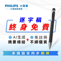 預購 Philips 飛利浦 智能錄音筆 VTR5900 閱讀器配件(逐字稿 小飛筆 AI摘要 同步翻譯 自動標點符號)