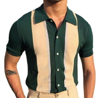 【巴黎精品】針織外套短袖毛衣-翻領撞色條紋POLO衫男外套2色a1ho3