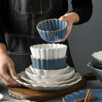 日式窯變復古菊花盤異形不規則創意早餐沙拉盤家用菜盤子點心盤