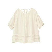 Blouse Wanita - Bobo Tokyo - Makaira Back Lace-Up Balloon Sleeve Blouse One Size Ivory