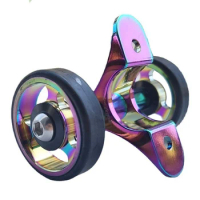PODAY Superlight Bicycle Easywheel Aluminum Alloy for Brompton Mudguard Rollers Wheels Easy Install Double Wheels Colors
