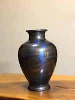 日本中古回流純銅制螺旋紋花瓶花器 通體泛藍光