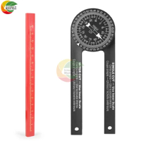 Woodworking Scale Mitre Saw Protractor Angle Level with Marking Pencil Carpenter Angle Finder Measuring Ruler Meter Gauge Tools