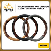 RajaGrosir Cover Sarung Stir Setir Mobil TOYOTA KIJANG INNOVA Motif Wooden Kayu Premium Hitam