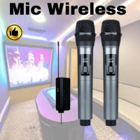 Microphone Wireless karaoke portable baterai cas