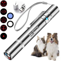 Laser Pointer USB Rechargeable Pen 3 in 1 Cat Dog Pet Toy Red UV Flashlight LED 4mW Laser Pointer Funny Cat Pen Pet Supplies