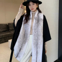 Autumn and Winter Mink Fur Cape Mink Fur Coat Mid-Length Reversible Cashmere Coat for Women