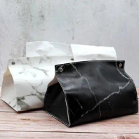 Leather Carton Marble Napkin Holder Household Car Tissue Car Tissue Bag Box Home Living Coffee Table Creative Tissue Room S V2X3