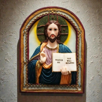 hiasan dinding plakat relief dekoratif religius Yesus Kristus