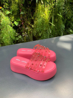 Melisa na may platform tsinelas fashionable studded sandals casual wear heightened beach jelly shoes