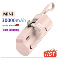2 in 1 Power Bank 30000mAh Built in Cable Mini PowerBank Battery Portable Charger for IPhone Samsung Xiaomi Spare Power Bank New