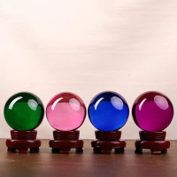 七彩水晶球擺件水球轉運招財鎮宅居客廳臥室裝飾透明圓球