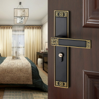 新中式門鎖靜音磁吸黑色鎖具室內臥室實木房門鎖木門鎖家用通用型