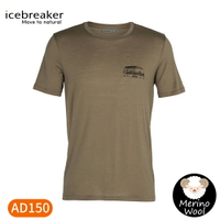 【Icebreaker 男 Tech Lite圓領短袖上衣AD150《破冰高峰/燧石褐》】IB10554/短T/T恤/運動短袖
