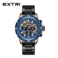 Extri 2023 New Classic Stainless Steel Blue Case Unique Affordable Men's Watch Quality Assured Chrono Watches