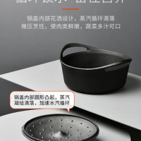 Cast Iron Pot Soup Pot Uncoated Iron Pan Old-Fashioned Home Gas Induction Cooker Stew Pot Soup Pot