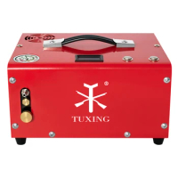TUXING TXET061 4500Psi 300Bar PCP Air Compressor High Pressure Compressor Built-in Drain System with 12V Power Adapter for PCP