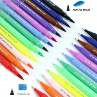 NEW Art Marker Pens Dual Tip Brush Pen Fine Liner and Brush Watercolor Pens for Drawing Painting Coloring Manga Calligraphy