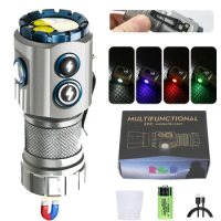 2000Lumens Powerful RGB LED Flashlight Type-c Rechargeable 18350 Mini EDC Tactical Torch with Tail Magnet Camping Emergency Lamp