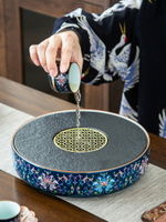 晟窯烏金石茶盤日式家用儲水托盤圓形簡約陶瓷干泡小茶臺石頭茶盤