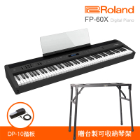 【ROLAND 樂蘭】FP-60X 88鍵 數位鋼琴 單主機(保固3年/收納架/手機錄音線/耳機/保養油組/原廠技師到府服務)