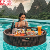 公司貨 免運 泳池溫泉早餐水果飲料漂浮托盤酒店民宿網紅愛心水上漂浮托盤餐盤 快速發貨