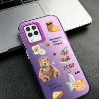 เคสโทรศัพท์สำหรับ Samsung A22 A22 4G M32 4G M22 F22 4G หมี กึ่งโปร่งใส บางเฉียบ ฝ้า