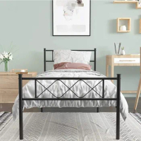 Twin Bed Frame12.7 inch Metal Platform Bed Frame with Storage Bed for Kids Girls Boys Adults with SteelHeadboardFootboard