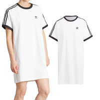 【adidas 愛迪達】3 S RGLN Dress 女款 白色 運動 休閒 長版 上衣 三葉草 洋裝 IR8083