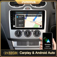 JUNHUA 2 Din Multimedia 9'' IPS Android 10 Car Radio Wireless CarPlay WIFI GPS Navigation For Ford Fiesta MK5 Transit Focus MK2