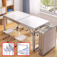 DaoDi 2入組鋁合金摺疊桌加粗方管升降露營桌(不含椅雙桿加固野餐桌/折疊桌/懶人桌)