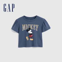 【GAP】女童裝 Gap x Disney 迪士尼聯名 純棉印花小飛袖短袖T恤-藍色(710428)