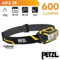 Petzl ARIA 2R 超輕量頭燈(600流明.含鋰電池.IPX67防水)_E071AA00 黑黃