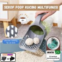 Sekop Litter Box Kucing Serokan Pasir Poop Pet Cat Scoop Bonus Dispenser Kantong Plastik