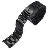 PCAVO Silver black Stainless steel Watchband Bracelets Curved end Solid Link 22mm for TAG heuer steel watch men straps